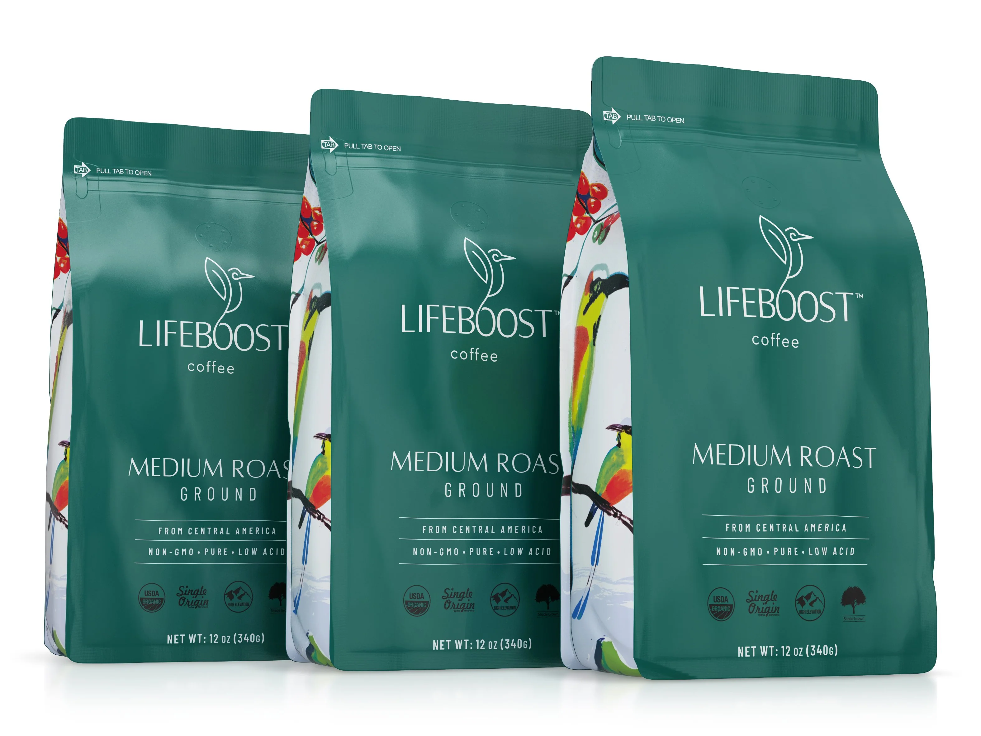 3x Medium Roast Coffee 12 oz Bag